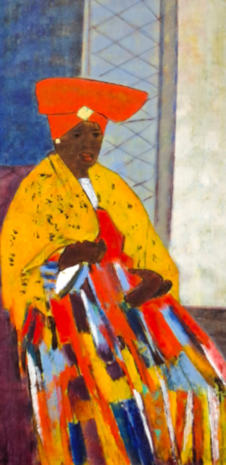 Acryl op doek, Maya Wildevuur, Herero vrouw, 1998